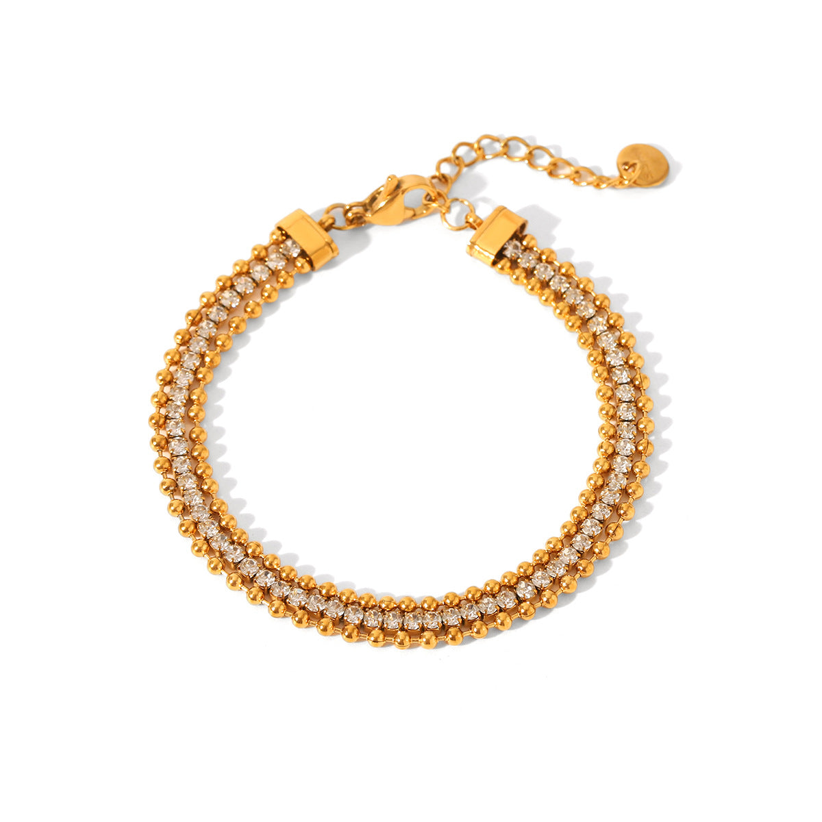 Multi-layer stainless steel bracelet bead chain splicing zircon chain niche design titanium steel non-fading jewelry