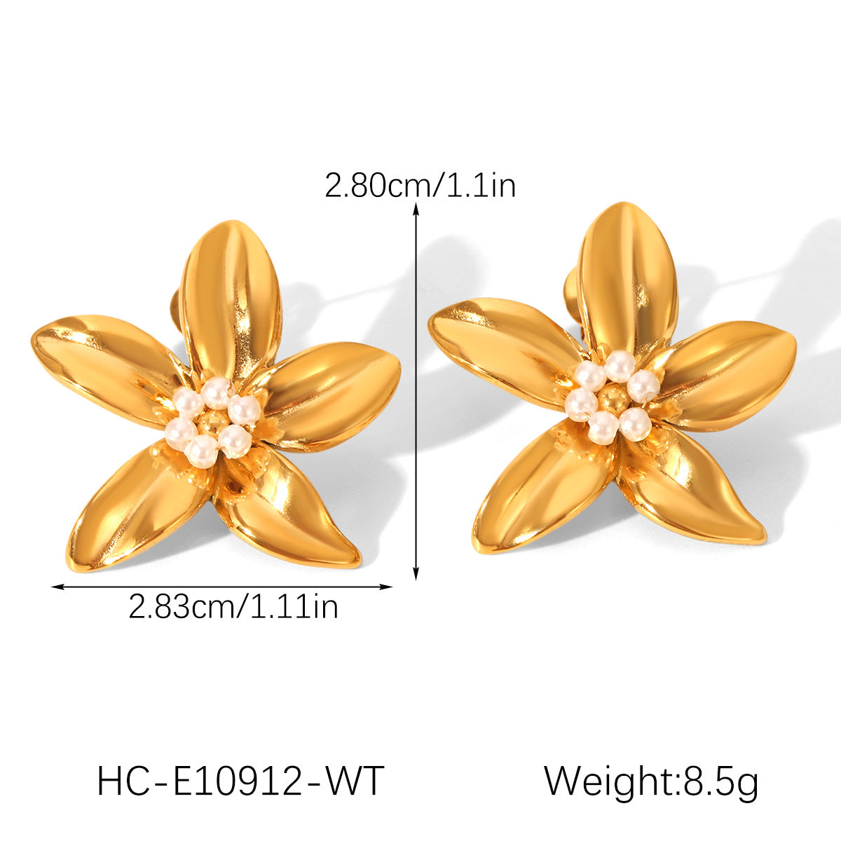 18K Gold Stainless Steel Earrings, Flower-shaped Ear Jewelry, Exuding A Sense of Light Luxury and High-end Quality, Made of Titanium Steel, Ensuring No Fading, and Featuring Ear Studs