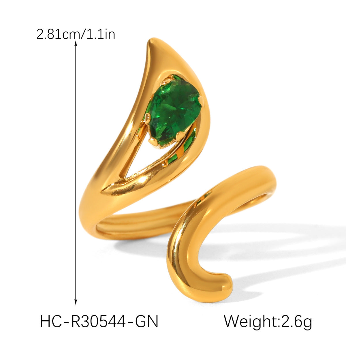 Geometric Stainless Steel Jewelry with Zircon Ring, Titanium Steel, Non-fading, Open-end Ring, High-end Feel Finger Ring