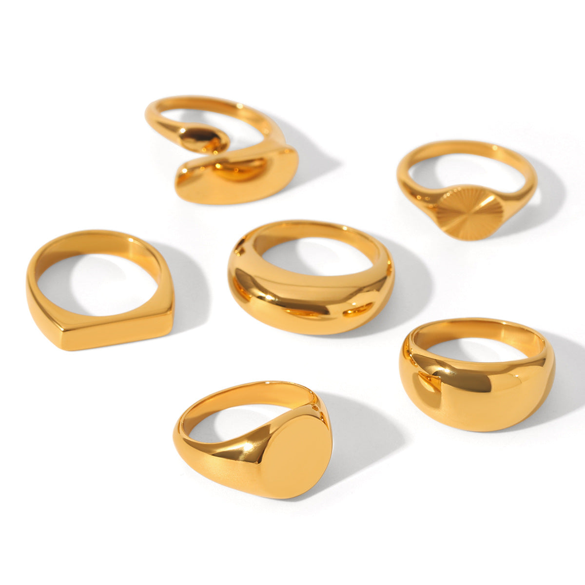 Ins-style Large Glossy 18K Gold Stainless Steel Ring for Women, Featuring Temperament, Titanium Steel, Non-fading, and High-end Hand Jewelry