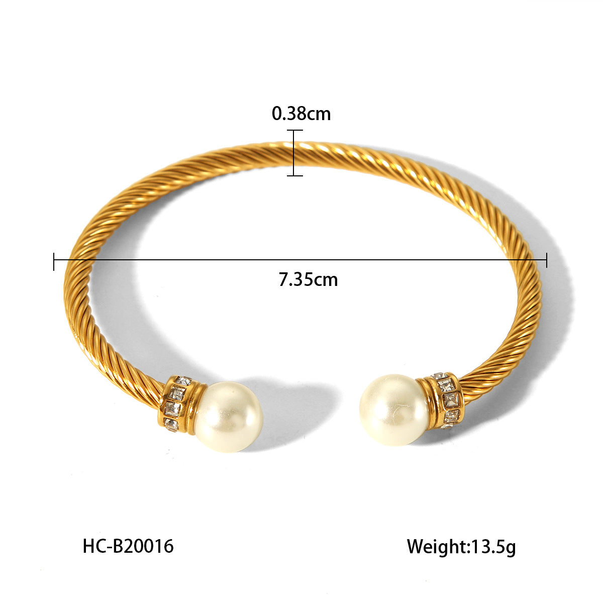 Stainless Steel Bracelet for Women, Fashionable and Versatile, Cable Style, Diamond-encrusted, Small Waist Design, Pearl Jewelry
