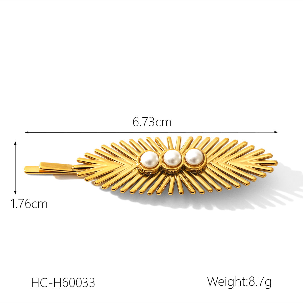 Stainless Steel Headwear Pearl Hairpin Ins Ocean Style Bang Clip 18K Gold Titanium Steel Flower Straight Clip