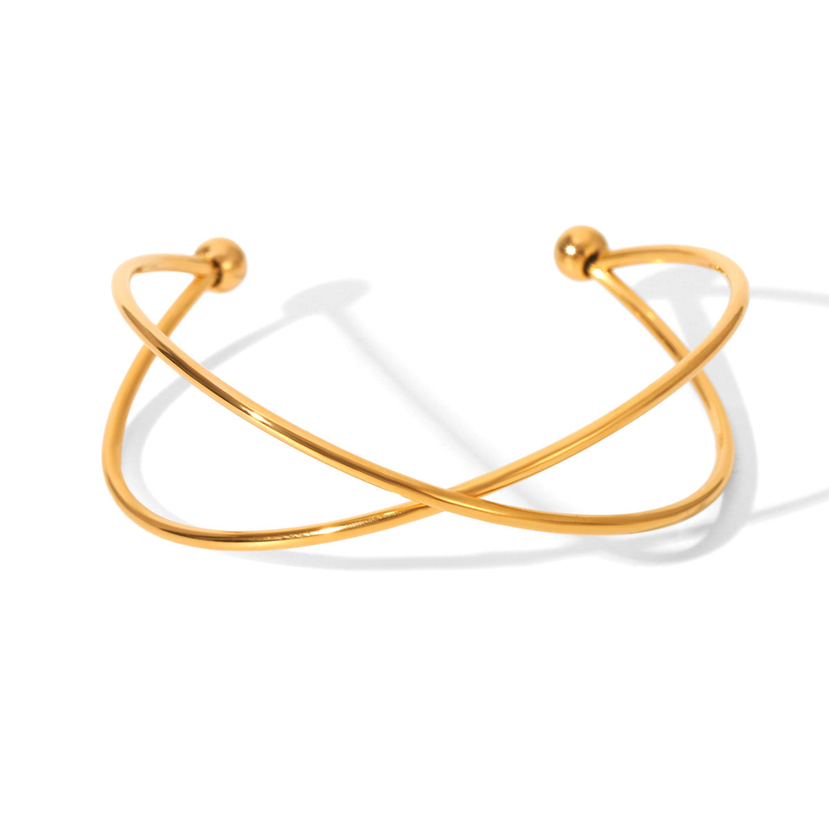 18k Gold Jewelry Stainless Steel Line Cross Opening Bracelet Simple and Easy To Match Titanium Steel Bracelet