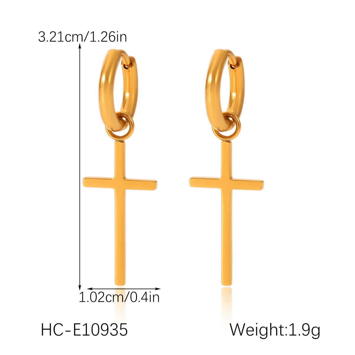 Stainless Steel Earrings, Cross Earrings, Light Luxury, High-end Pendant, Earrings, Versatile Titanium Steel Jewelry