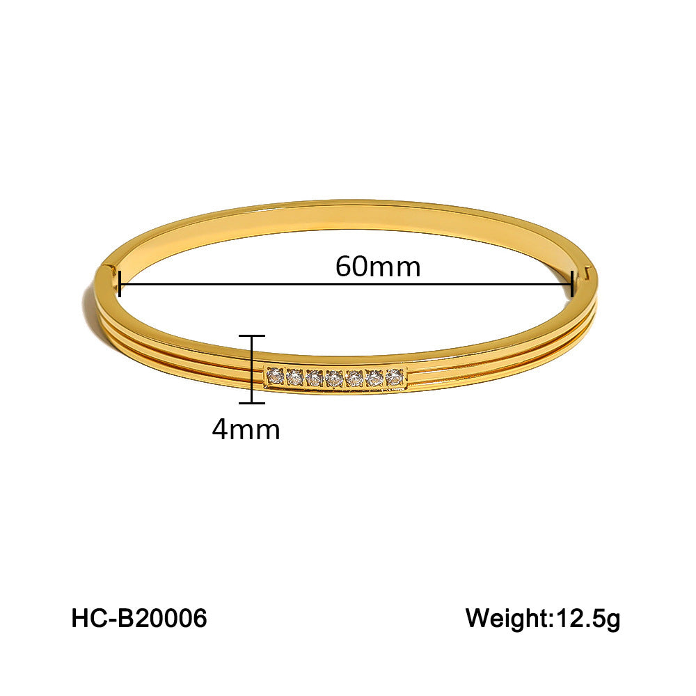 New Stainless Steel Buckle Bracelet for Women, Fashionable and Versatile, Made of Titanium Steel with A High-end Feel, Non-fading, Diamond-encrusted, Ins-inspired