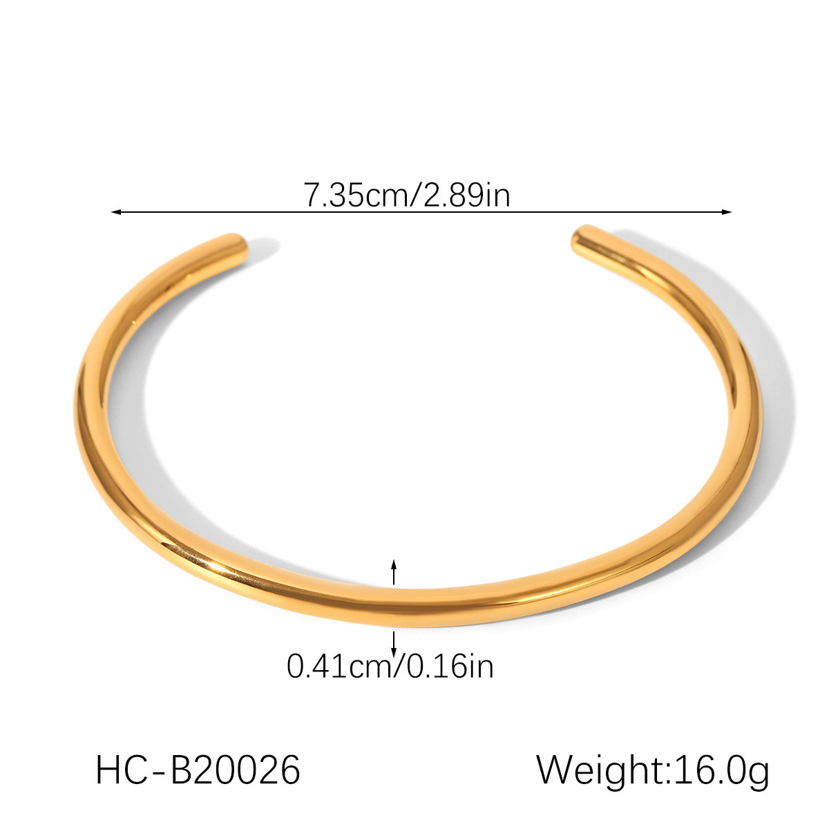 Women Smooth 18K Gold-plated Stainless Steel Bracelet with Buckle High-end Opening Bracelet Non-fading Titanium Steel Jewelry