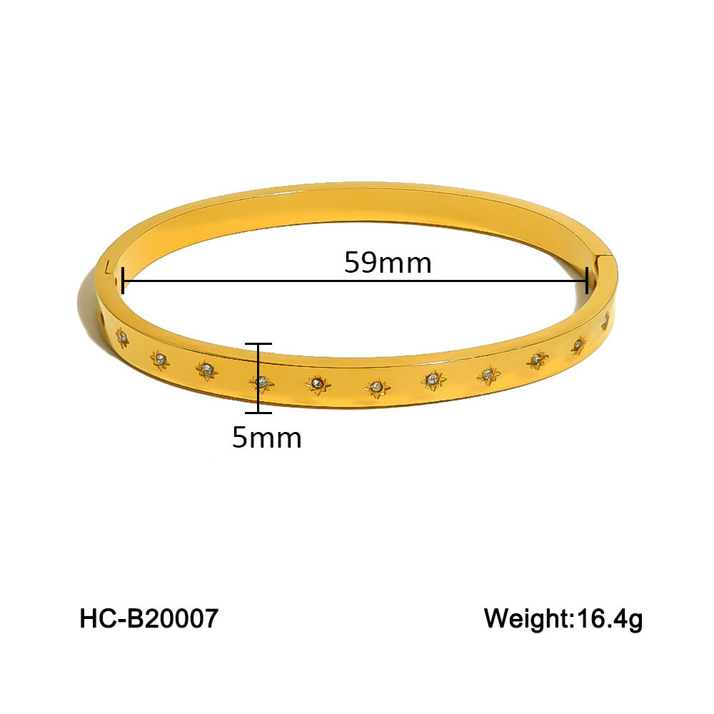 New Stainless Steel Buckle Bracelet for Women, Fashionable and Versatile, Made of Titanium Steel with A High-end Feel, Non-fading, Diamond-encrusted, Ins-inspired