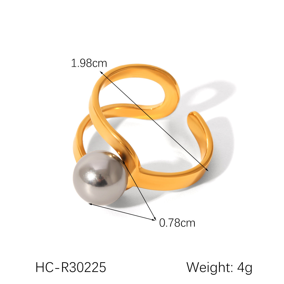 Ins-style Exaggerated Personality Stainless Steel 18K Gold-plated Ring for Women, Titanium Steel, Non-fading, High-end Hand Jewelry