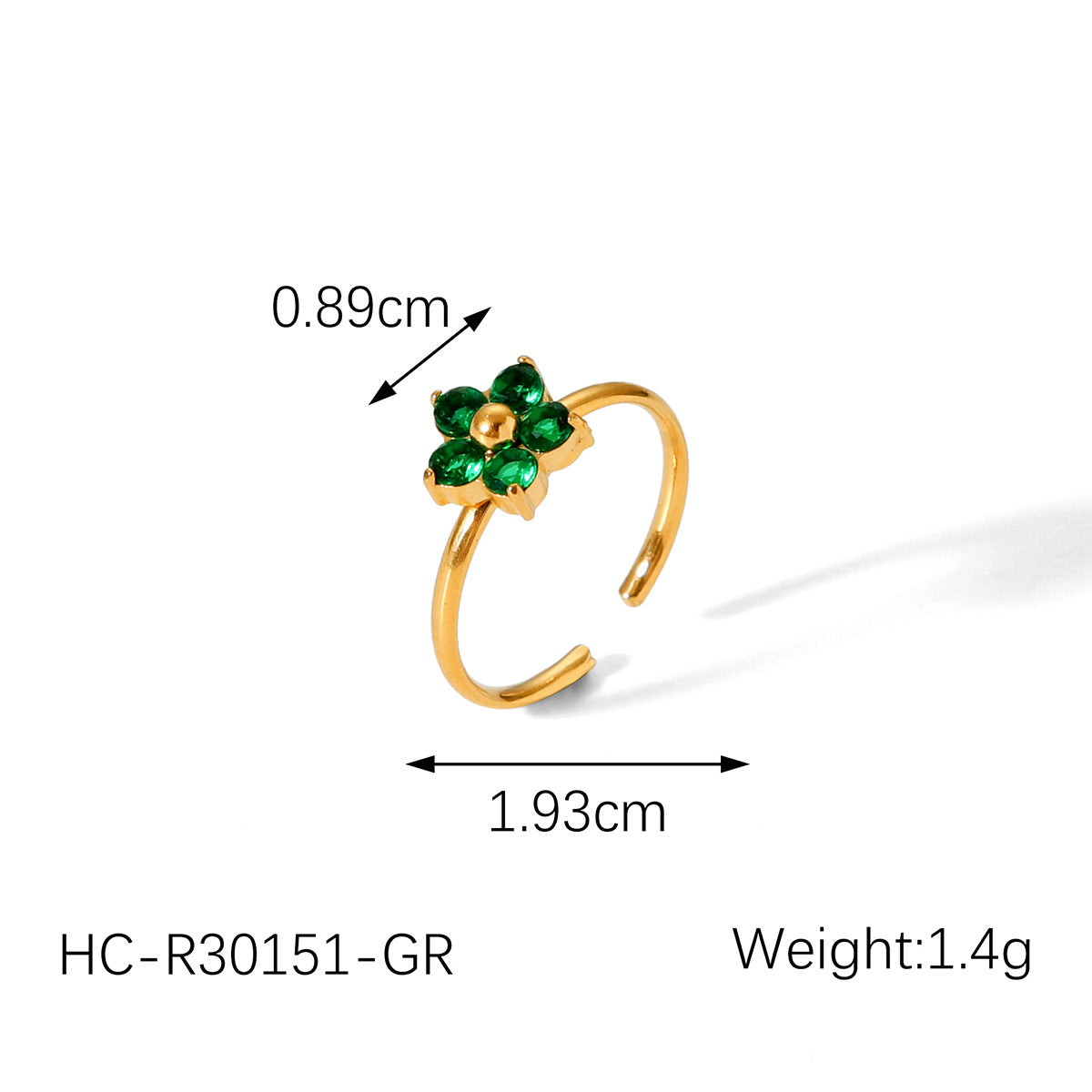 Stainless Steel Flower Inlaid Zircon Ring for Women, French Style, Light Luxury, High-end Feel, Titanium Steel Opening Ring
