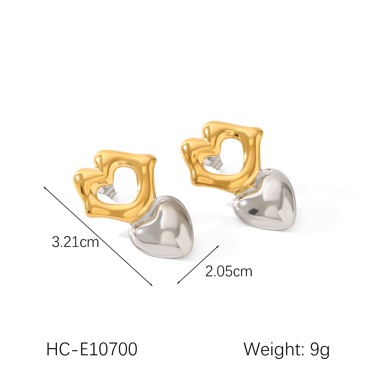 Stainless Steel Earrings, Gold and Silver Color-block, Glossy Geometric Texture, Stud Earrings, Sun-shaped Five-pointed Star Earrings for Women