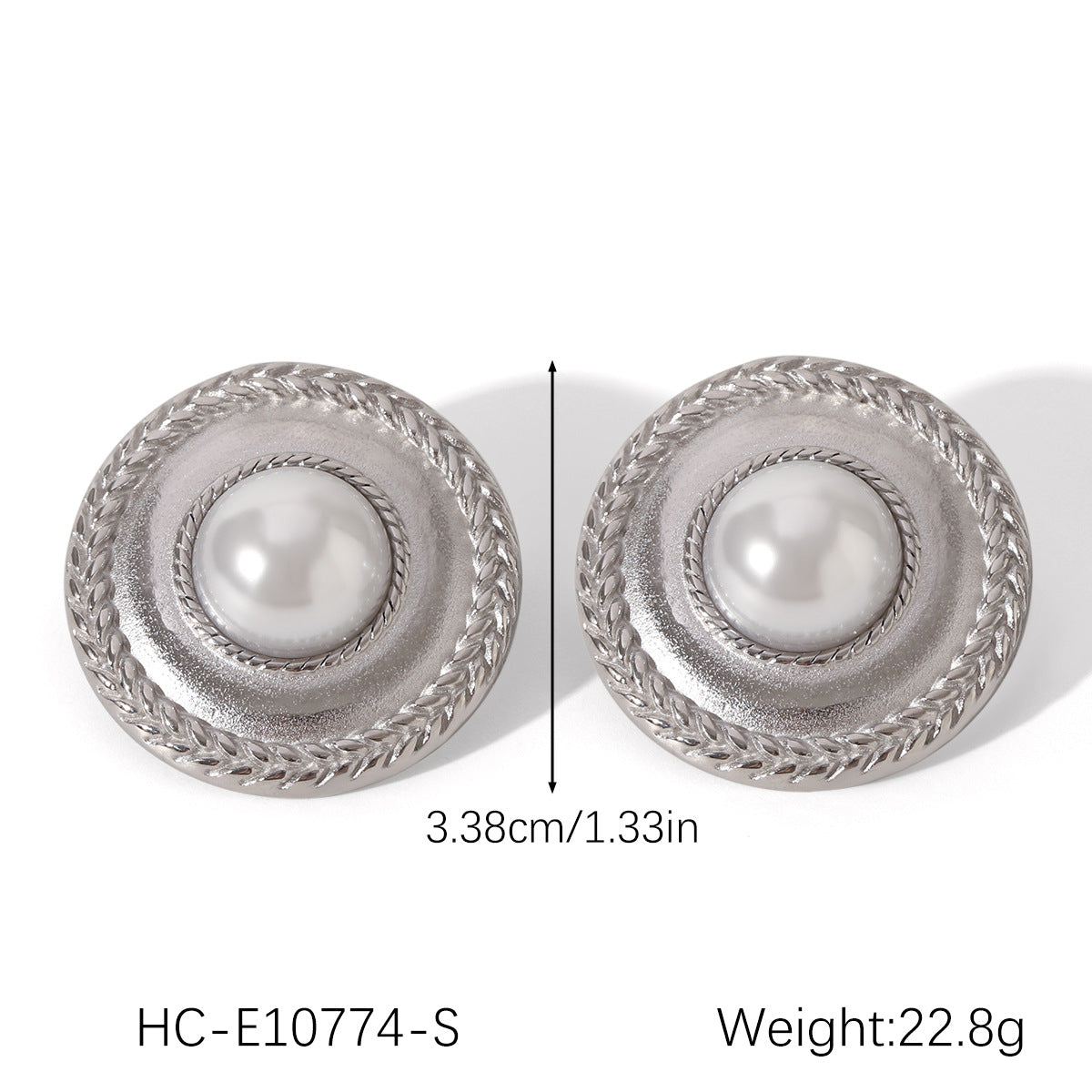 Stainless Steel 18K Gold-plated Earrings with Fried Dough Twists Pattern, Flower Design, and Pearl Accents for Women, Non-fading Titanium Steel Earrings