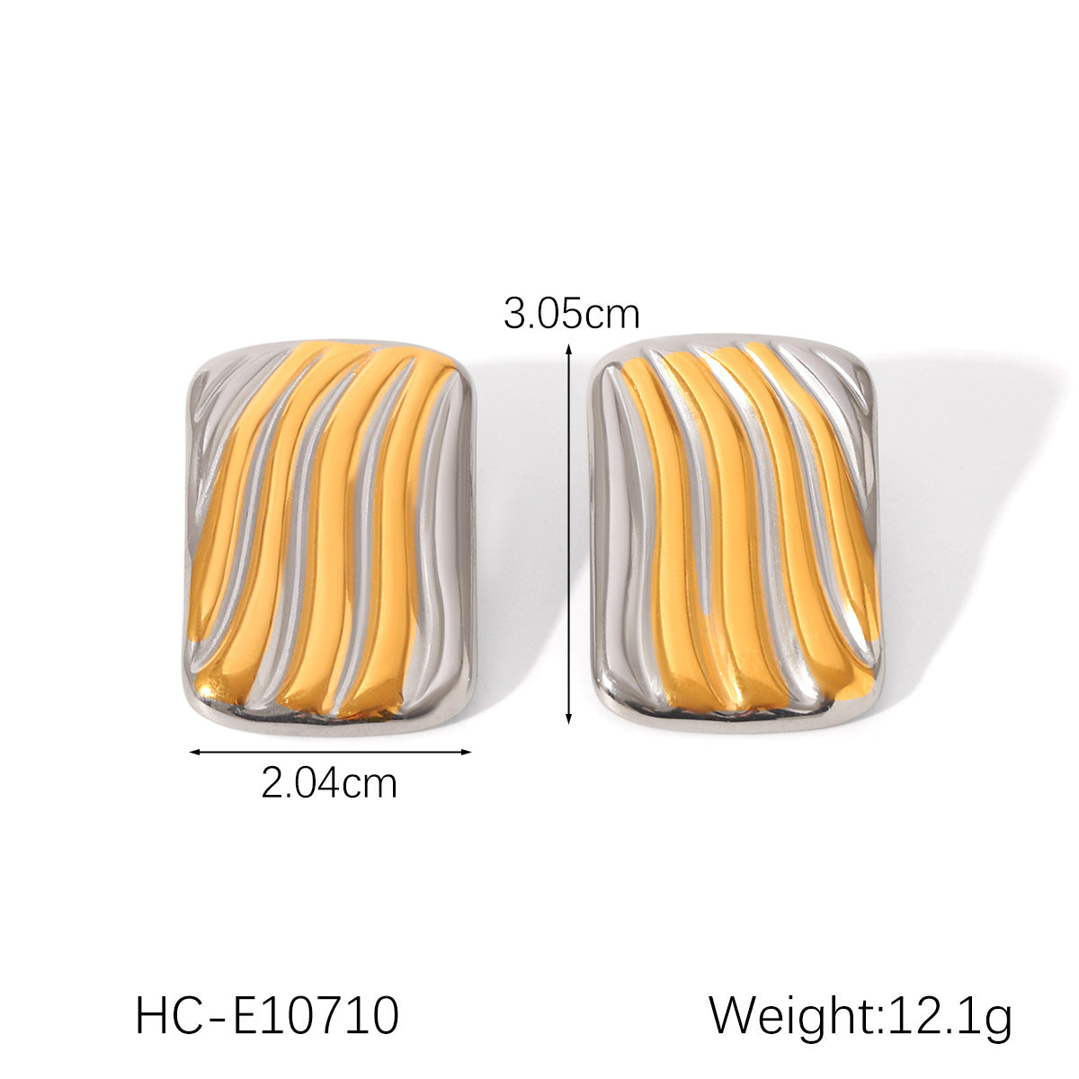 Stainless Steel Earrings, Gold and Silver Color-block, Glossy Geometric Texture, Stud Earrings, Sun-shaped Five-pointed Star Earrings for Women