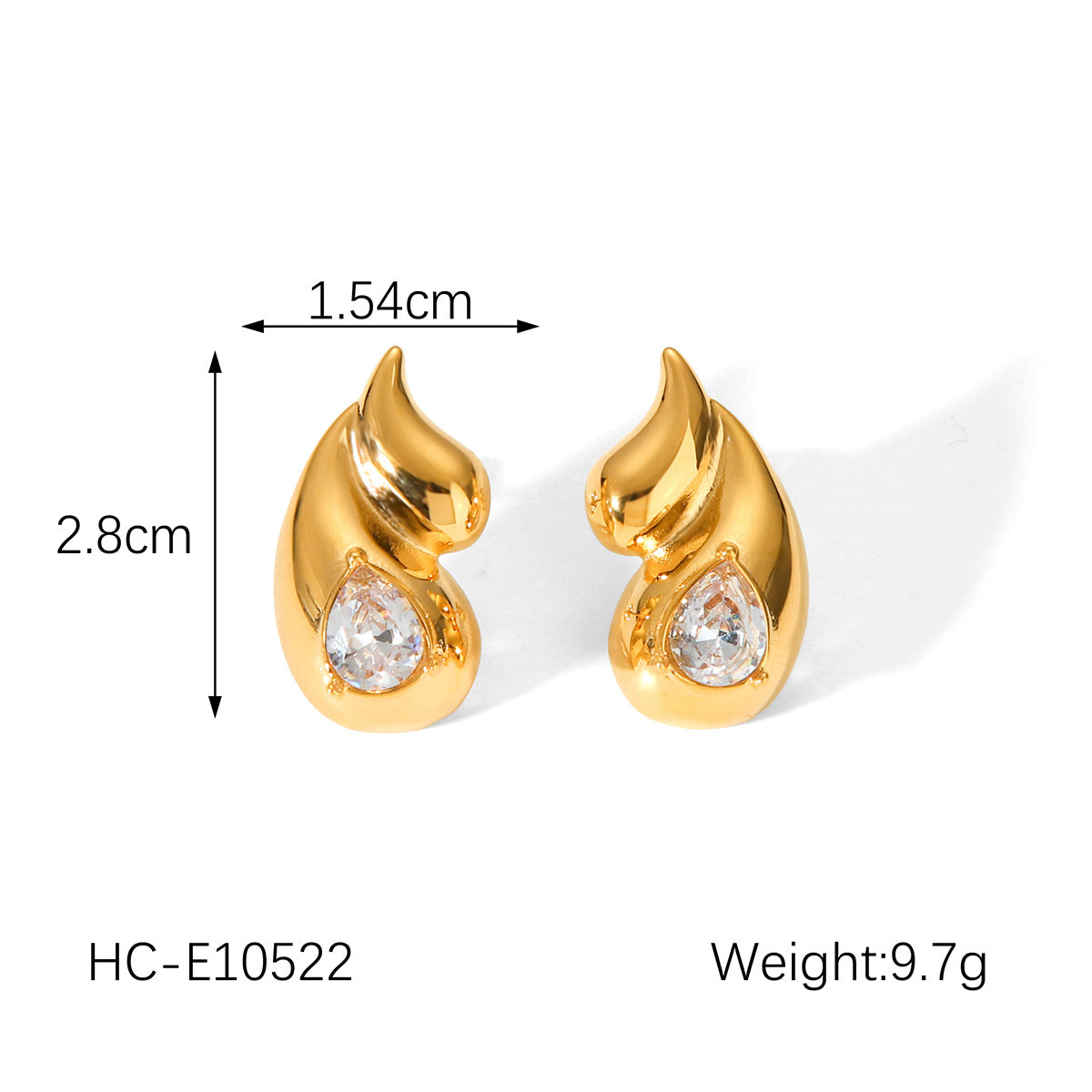 Double Water Droplet Stainless Steel Earrings, Female Internet Celebrity Style, Light Luxury Diamond Studded Titanium Steel Earrings, High-end Feel