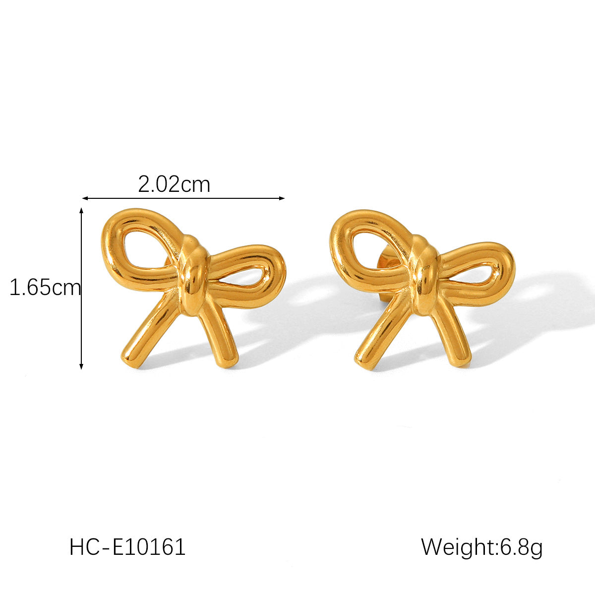 INS-style Titanium Steel Bowknot Earrings, 18K Gold Stainless Steel Butterfly Pearl Earrings, High-end Ear Jewelry