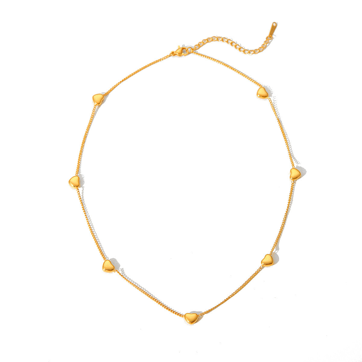 INS-style Fashionable and Personalized 18K Gold Stainless Steel Heart Necklace for Women, Hip-hop Trendy Titanium Steel Necklace, Collarbone Chain