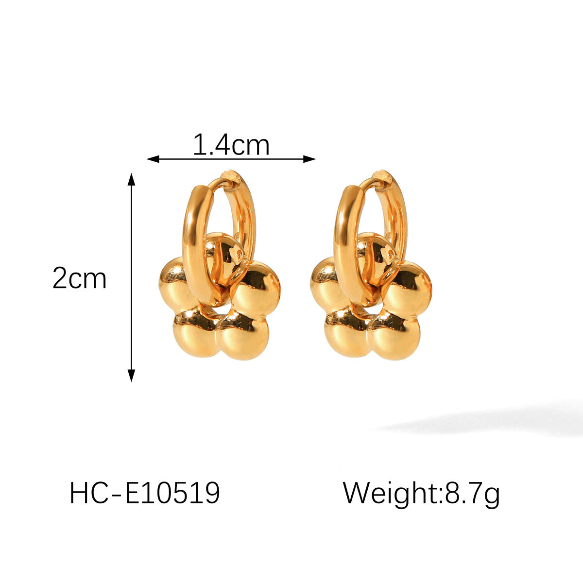 Stylish and Versatile Stainless Steel Earrings for Women, Featuring A Heart-shaped Flower Pendant and Titanium Steel Earring Hoop, with No Fading