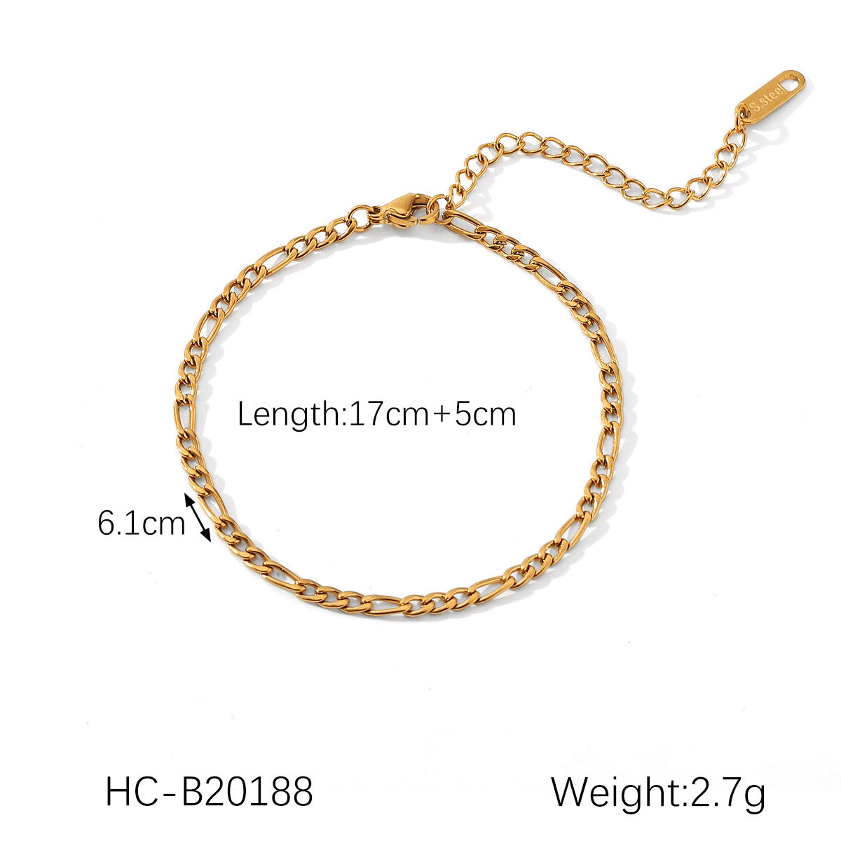 Stainless Steel Bracelet, Fried Dough Twists Chain, Blade Chain, Figaro Chain, Snake Bone Chain, Cross-border Titanium Steel Jewelry