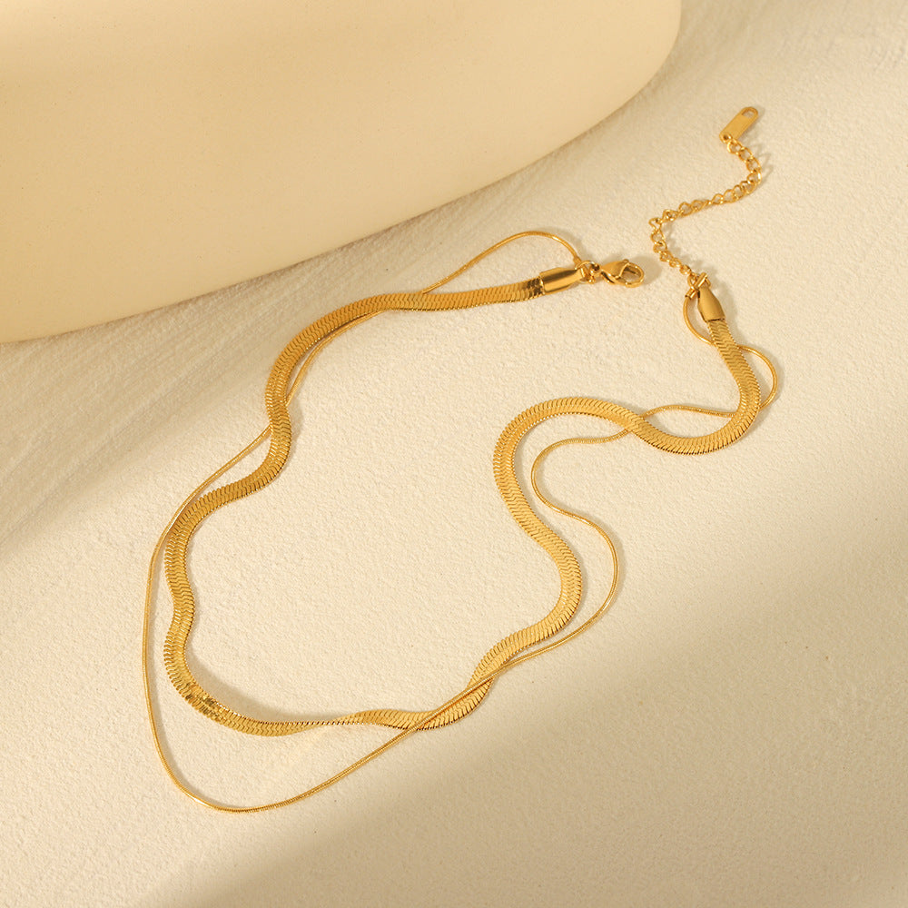 New Double-layer Snake Bone Necklace, Same Style As The Popular Item on Instagram, Women's Versatile Stainless Steel Necklace