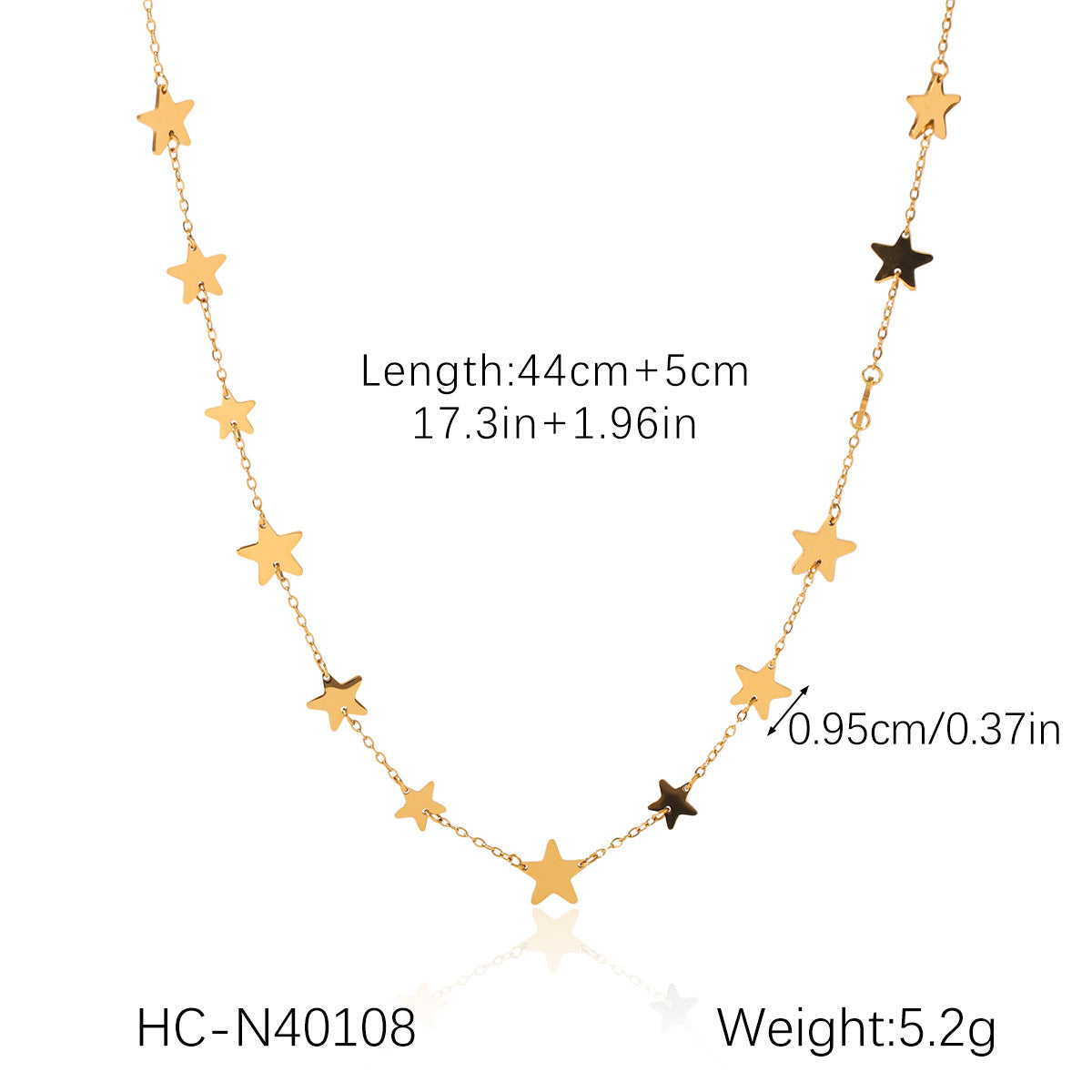 Handmade Stainless Steel Necklace with A Non-fading Five-pointed Star Pendant, Gold Bean-shaped Clavicle Chain, and Titanium Steel Necklace