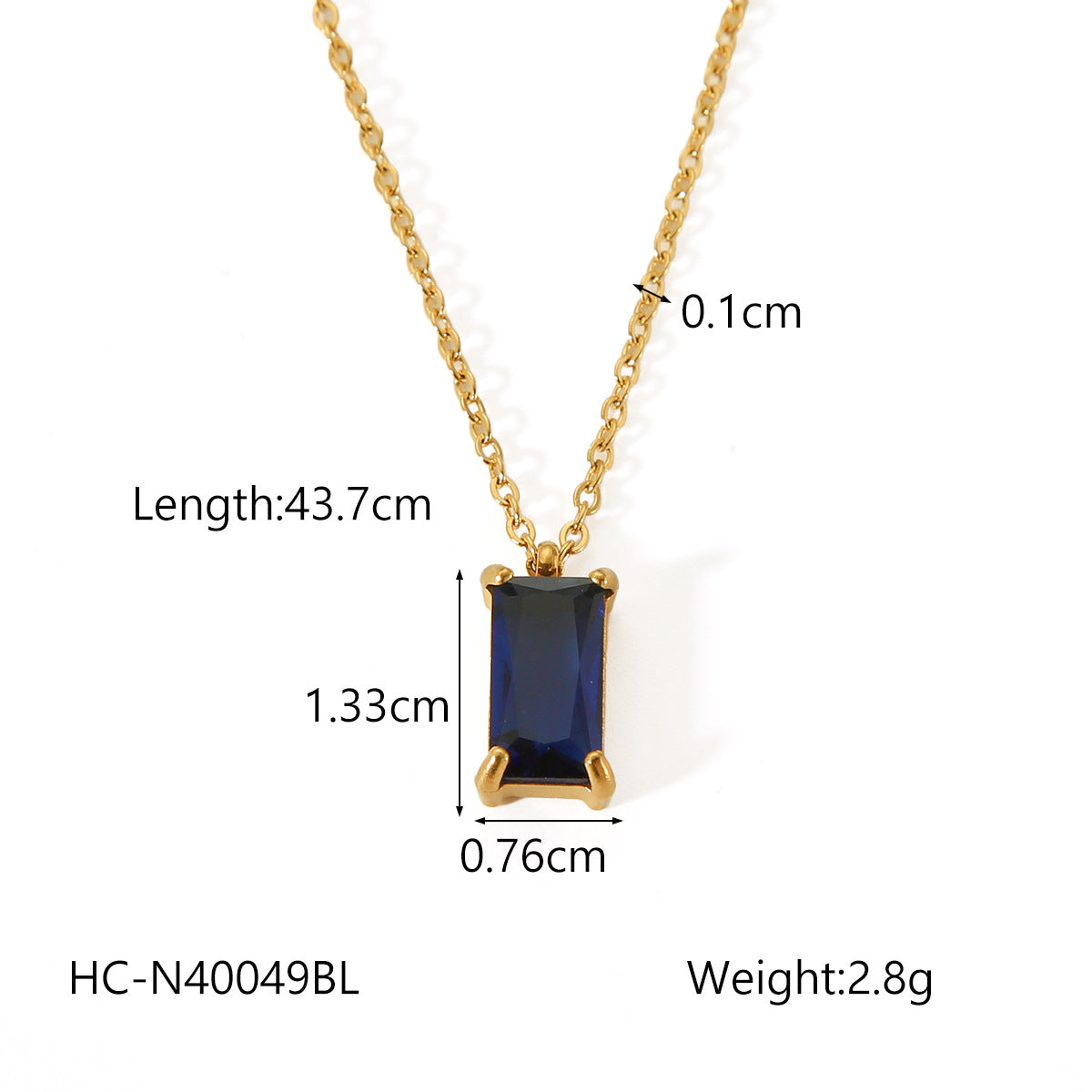 18K Gold Stainless Steel Geometric Pendant Necklace with Zircon, Women's Fashion Simple Titanium Steel Necklace