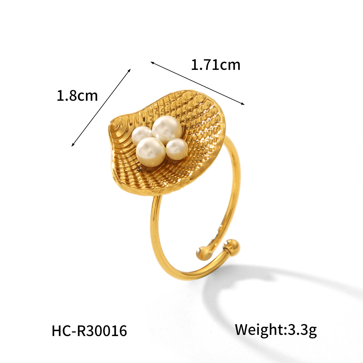 Shell Love Stainless Steel Ring Female High-level Sense Pearl Opening Ring Titanium Steel Does Not Fade Ring