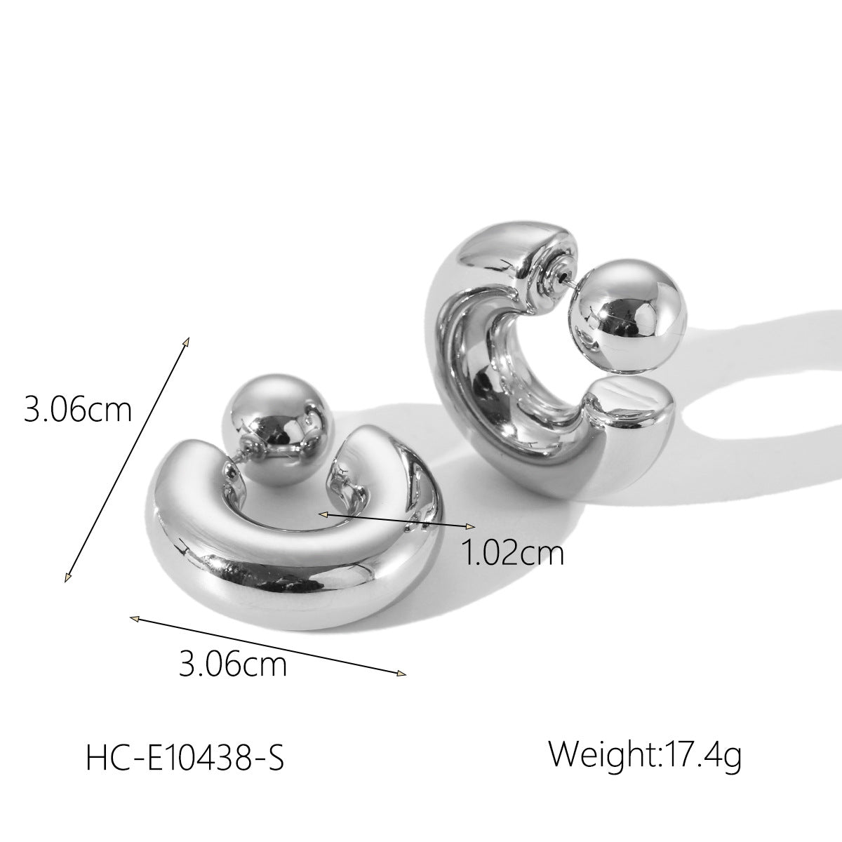 C-shaped 18K Gold-plated Hollow Stainless Steel Earrings for Women, Non-fading Ear Jewelry, Cross-border Titanium Steel Jewelry