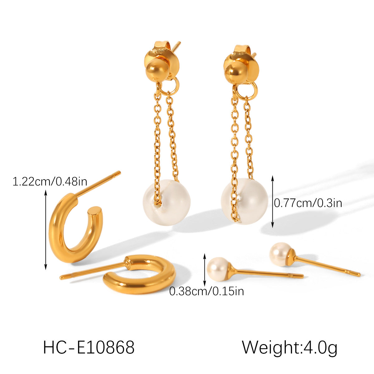 Stainless Steel Jewelry with Zircon Earrings Set, Versatile and High-end Earrings, Titanium Steel Earrings