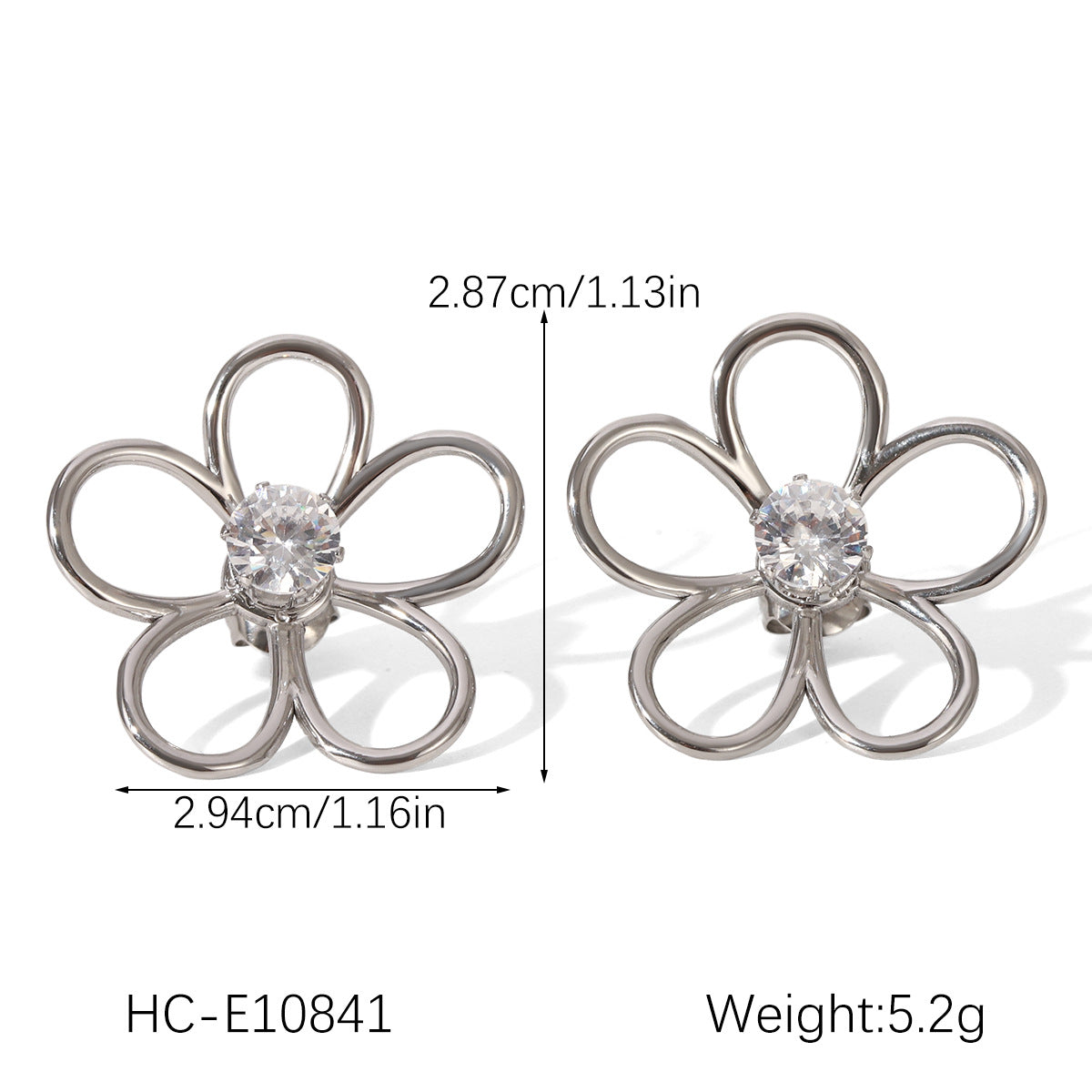 Stainless Steel Hollow Flower Earrings with Zircon Earrings Design Sense Earrings Titanium Steel Jewelry