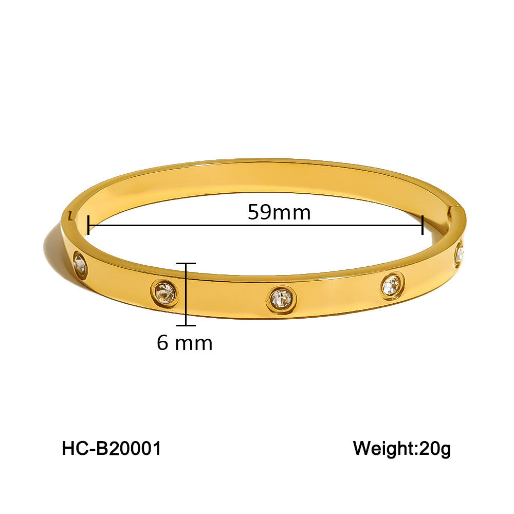New Stainless Steel Buckle Bracelet for Women, Fashionable and Versatile, Made of Titanium Steel with A High-end Feel, Non-fading, Diamond-encrusted, Ins-inspired