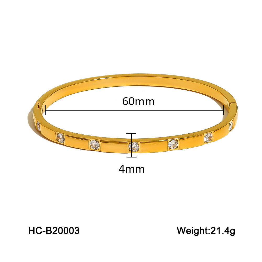 New Stainless Steel Buckle Bracelet for Women, Fashionable and Versatile, Made of Titanium Steel with A High-end Feel, Non-fading, Diamond-encrusted, Ins-inspired