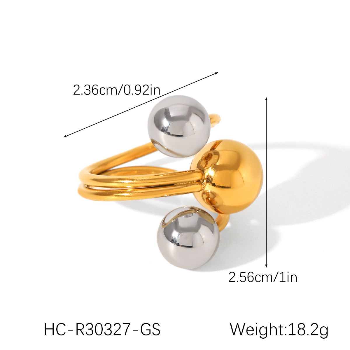 Ins-style Exaggerated Personality Stainless Steel 18K Gold-plated Ring for Women, Titanium Steel, Non-fading, High-end Hand Jewelry