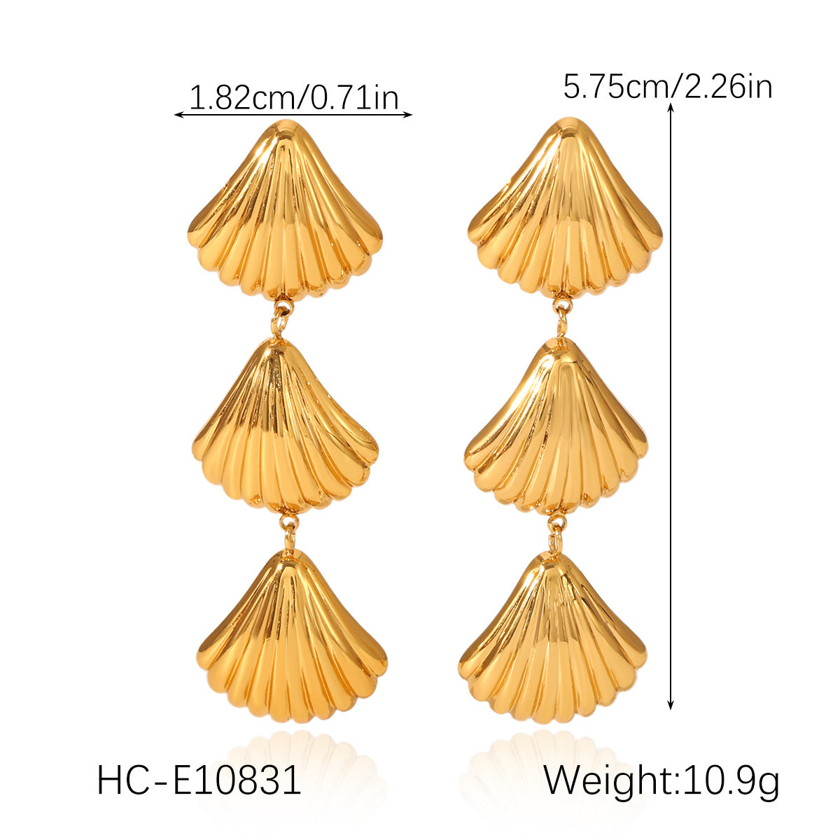 18K Gold Stainless Steel Shell Earrings, Luxurious and High-end, with Pearl Earrings and Titanium Earrings, Versatile and Easy To Match