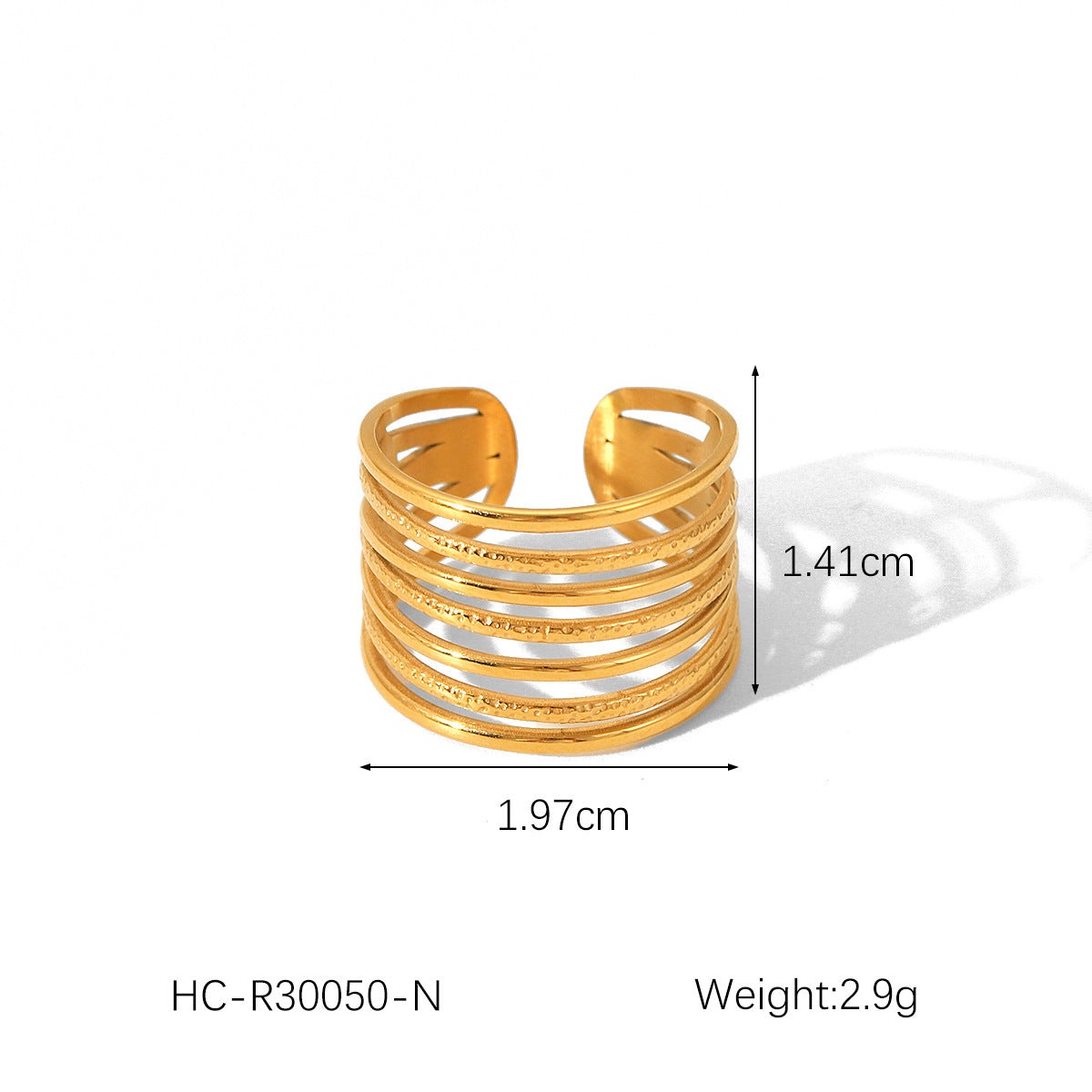 Wind Explosion Titanium Steel Non-fading Ring 18K Gold Stainless Steel Open Ring Women's Fashionable and Versatile Ring