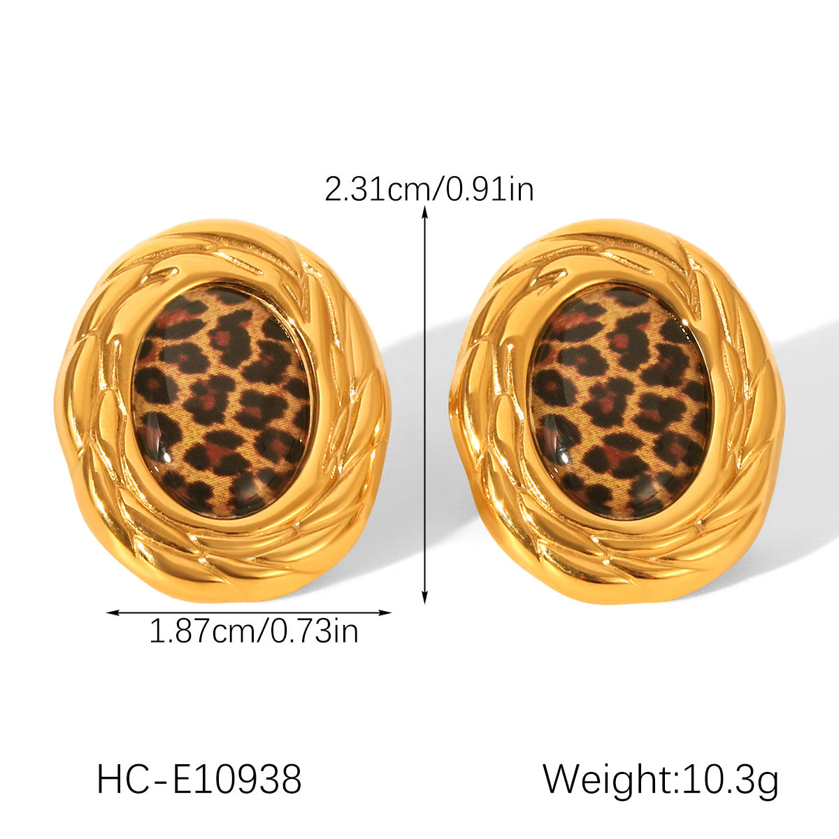 INS-style 18K Gold Stainless Steel Ear Studs, Leopard-print Flower Earrings, Niche Personalized Earrings, Versatile Titanium Steel Jewelry