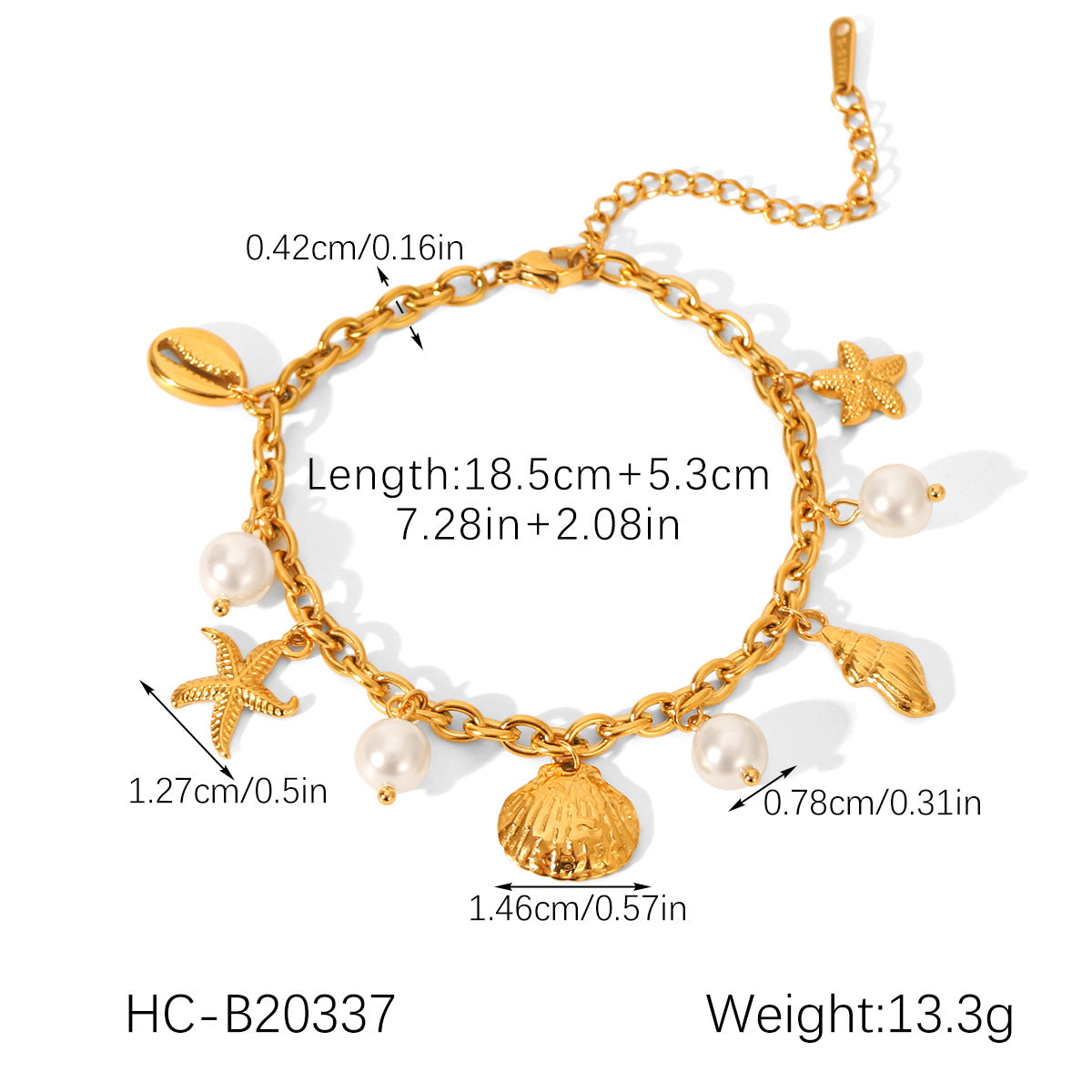 Seaside Vacation Style Jewelry, Stainless Steel Bracelet, Versatile and Light Luxury Titanium Steel Jewelry, Shell Bracelet