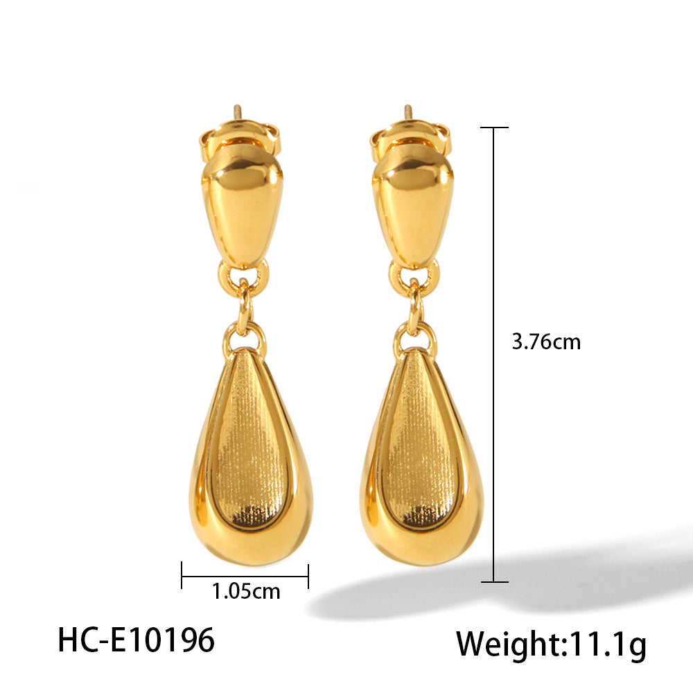 New Product: 18k Gold Stainless Steel Earrings with A Unique Design Featuring Teardrop-shaped Eardrops, Offering A Fashionable and High-end Look