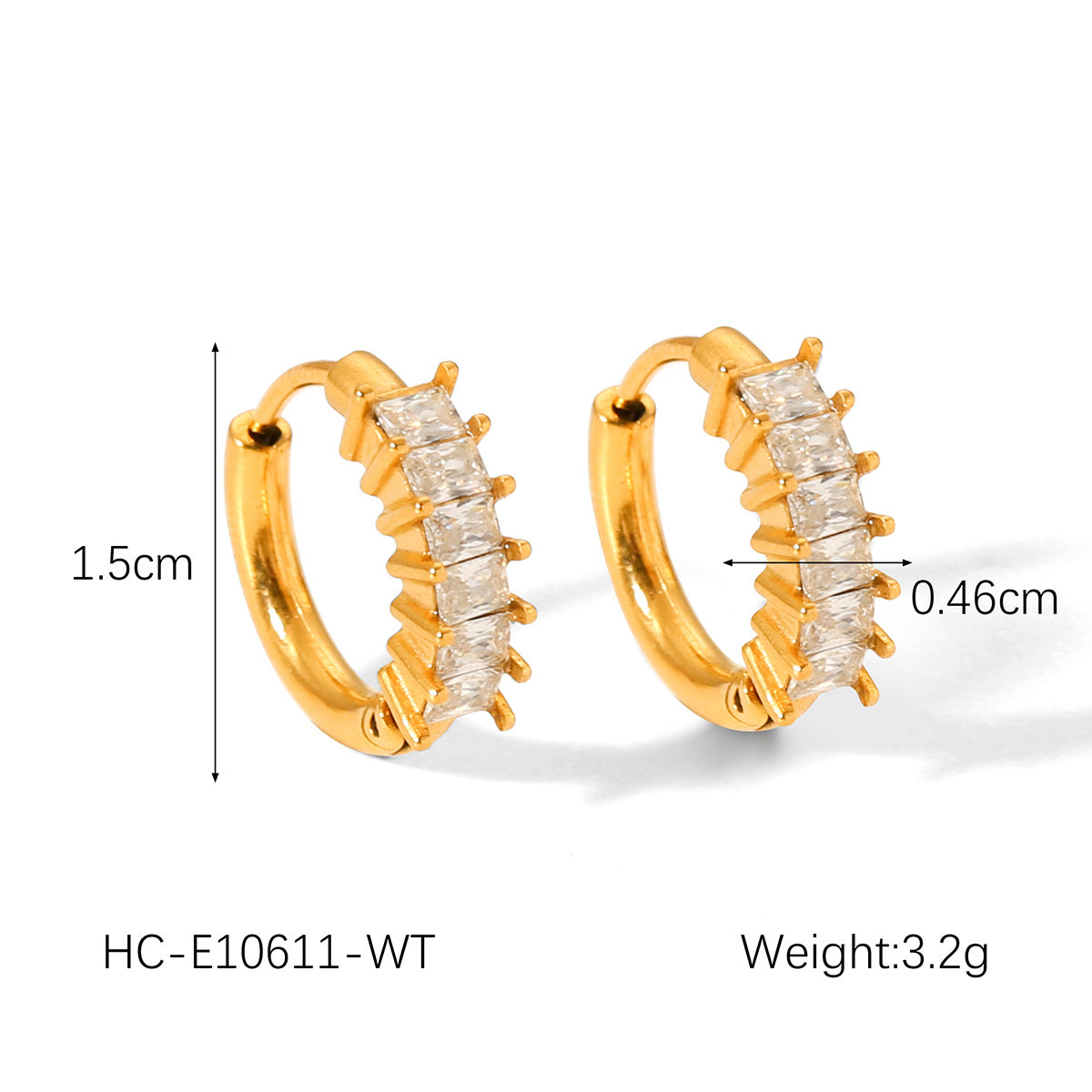 Earrings for Women, Fashionable and Luxurious, Made of Stainless Steel with Gold-plated Earrings and Inlaid with Zircon Titanium Steel Earrings