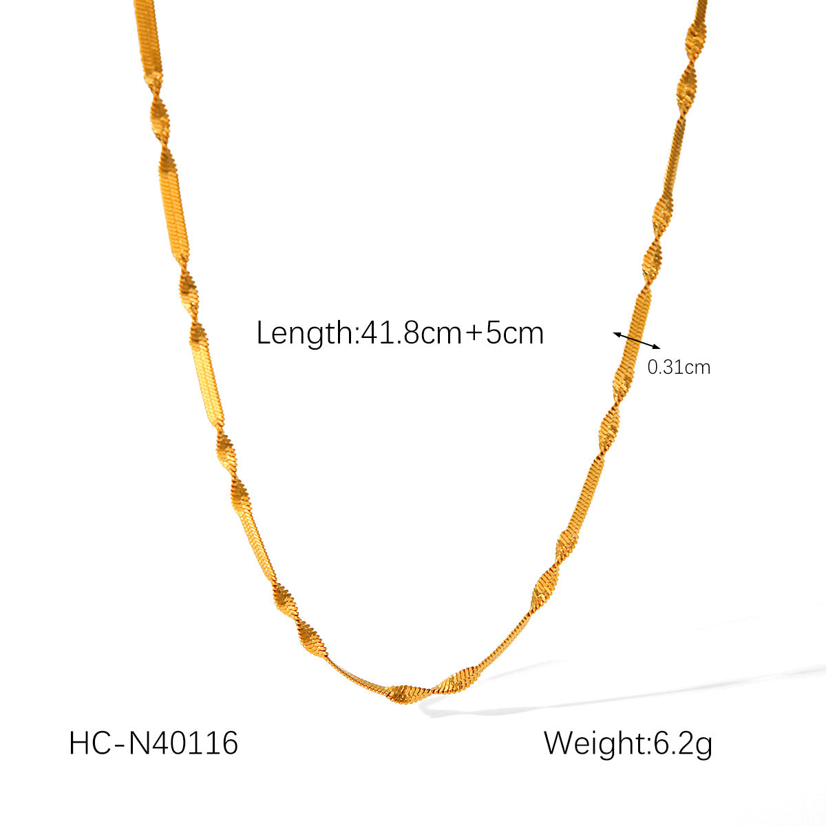 18K Gold-plated Stainless Steel Snake Bone Chain Necklace for Women, Non-fading Titanium Steel Clavicle Chain