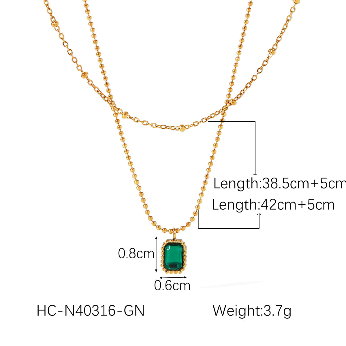 Fashionable Light Luxury Zircon Stainless Steel Necklace Female High-end 18k Gold Double-layer Stacked Collar Chain