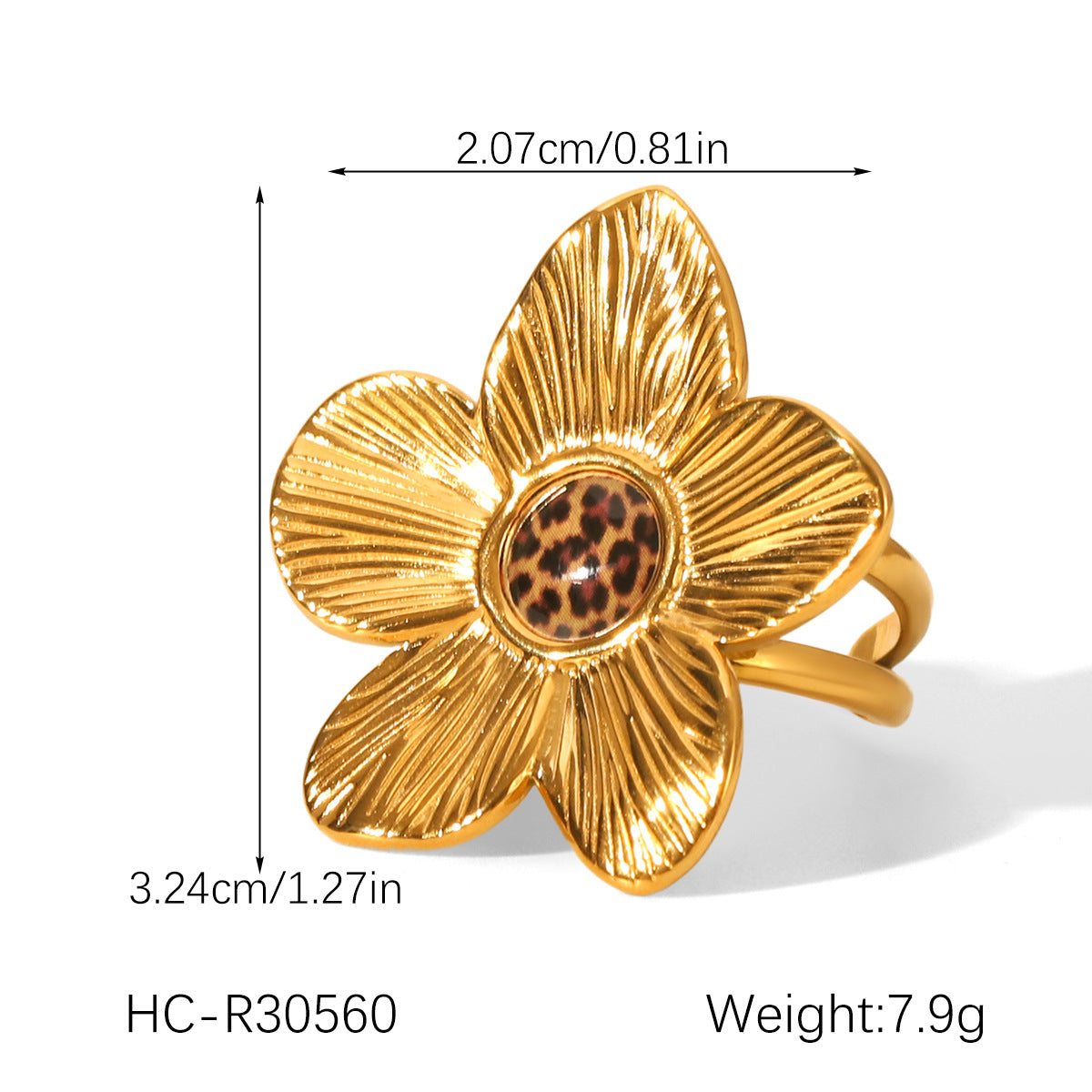 INS-style 18K Gold Stainless Steel Ear Studs, Leopard-print Flower Earrings, Niche Personalized Earrings, Versatile Titanium Steel Jewelry