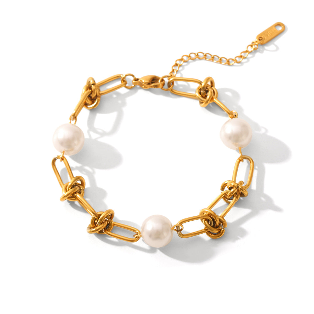 French-style Light Luxury Vintage Stainless Steel Chain Pearl Bracelet for Women, Elegant and High-end Beaded Freshwater Pearl Jewelry