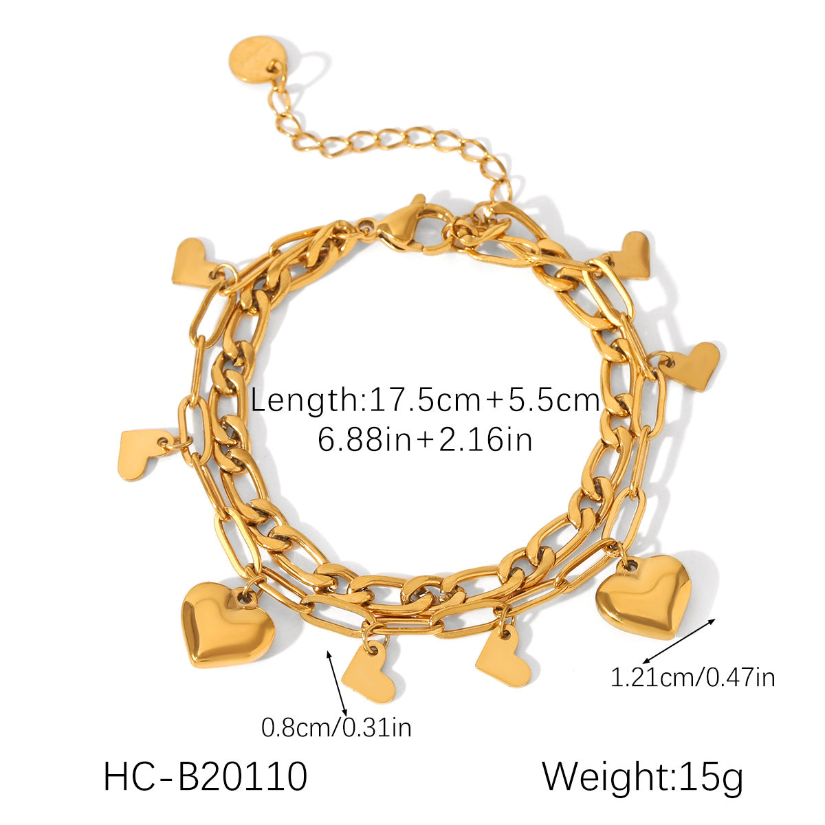 OT Buckle Heart-shaped Pendant Stainless Steel Bracelet for Women, Non-fading, High-end Feel, Heart-shaped Jewelry, Titanium Steel Accessory