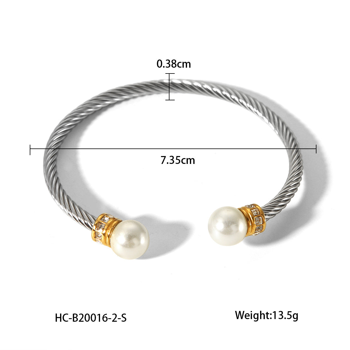 Stainless Steel Bracelet for Women, Fashionable and Versatile, Cable Style, Diamond-encrusted, Small Waist Design, Pearl Jewelry