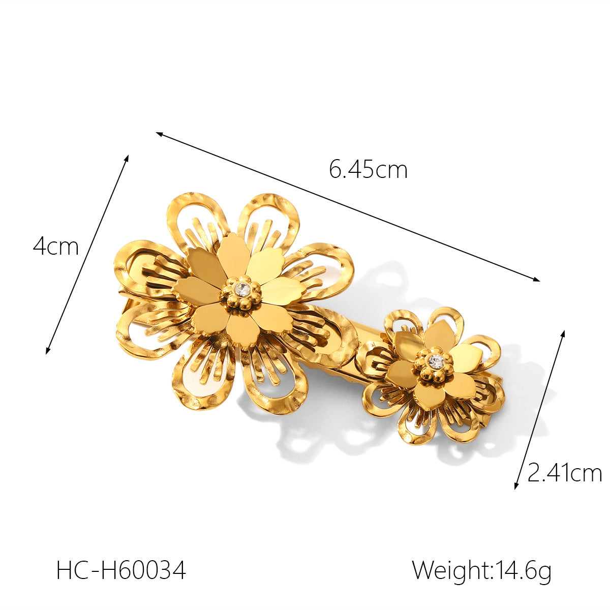 Stainless Steel Headwear Pearl Hairpin Ins Ocean Style Bang Clip 18K Gold Titanium Steel Flower Straight Clip