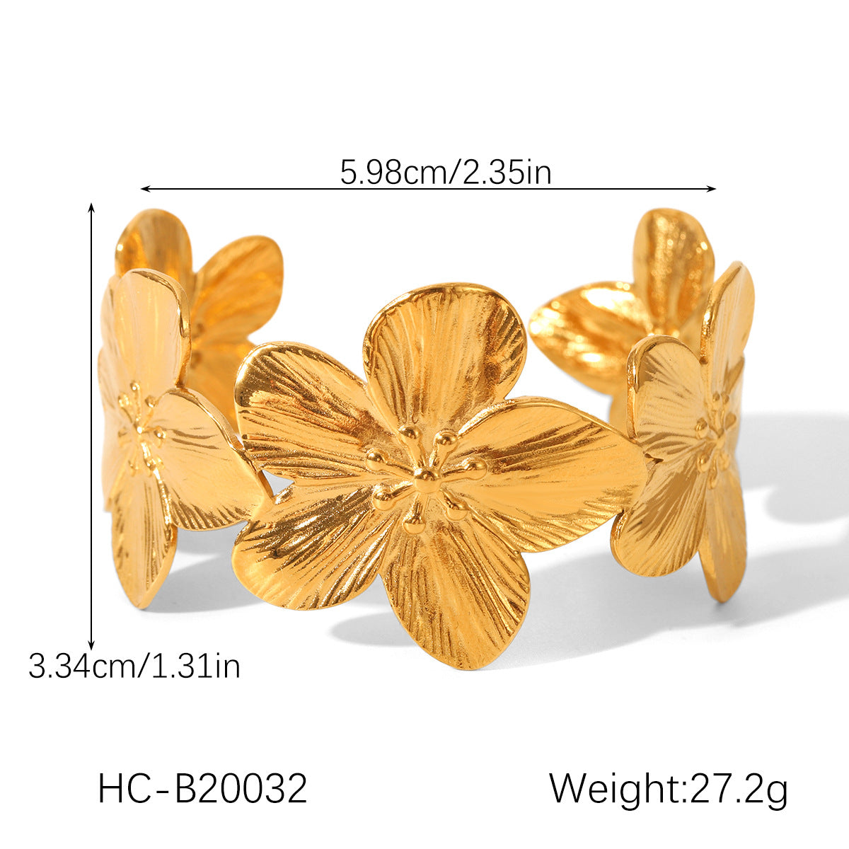 18K gold-plated stainless steel flower-shaped bracelet for women, light luxury, personalized titanium bracelet, Ins-style floral jewelry