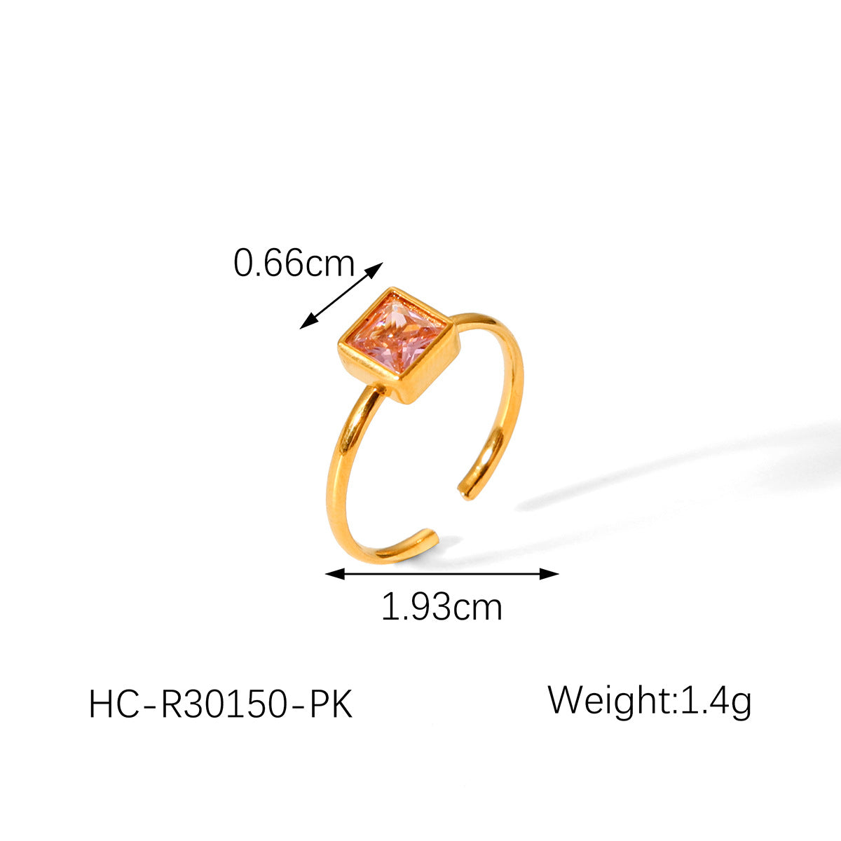 Titanium Steel Ring Female Niche Light Luxury High-grade Stainless Steel Plated 18k Gold Inlaid Square Zircon Ring Female