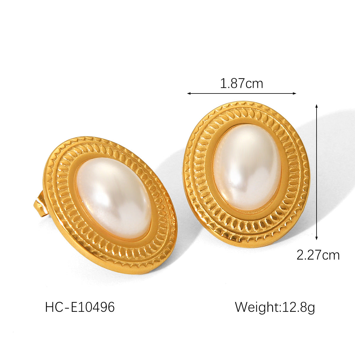 Stainless Steel Gold-plated Heart-shaped Pearl Earrings INS Style French High-end Feeling Gold Snake Titanium Steel Earrings for Women