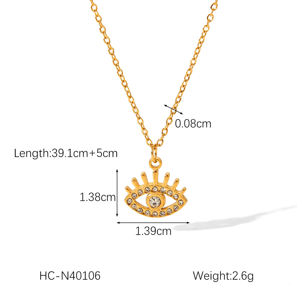 Titanium Steel Non-fading Necklace 18K Gold Stainless Steel Diamond-encrusted Demon's Eye Pendant Necklace Jewelry