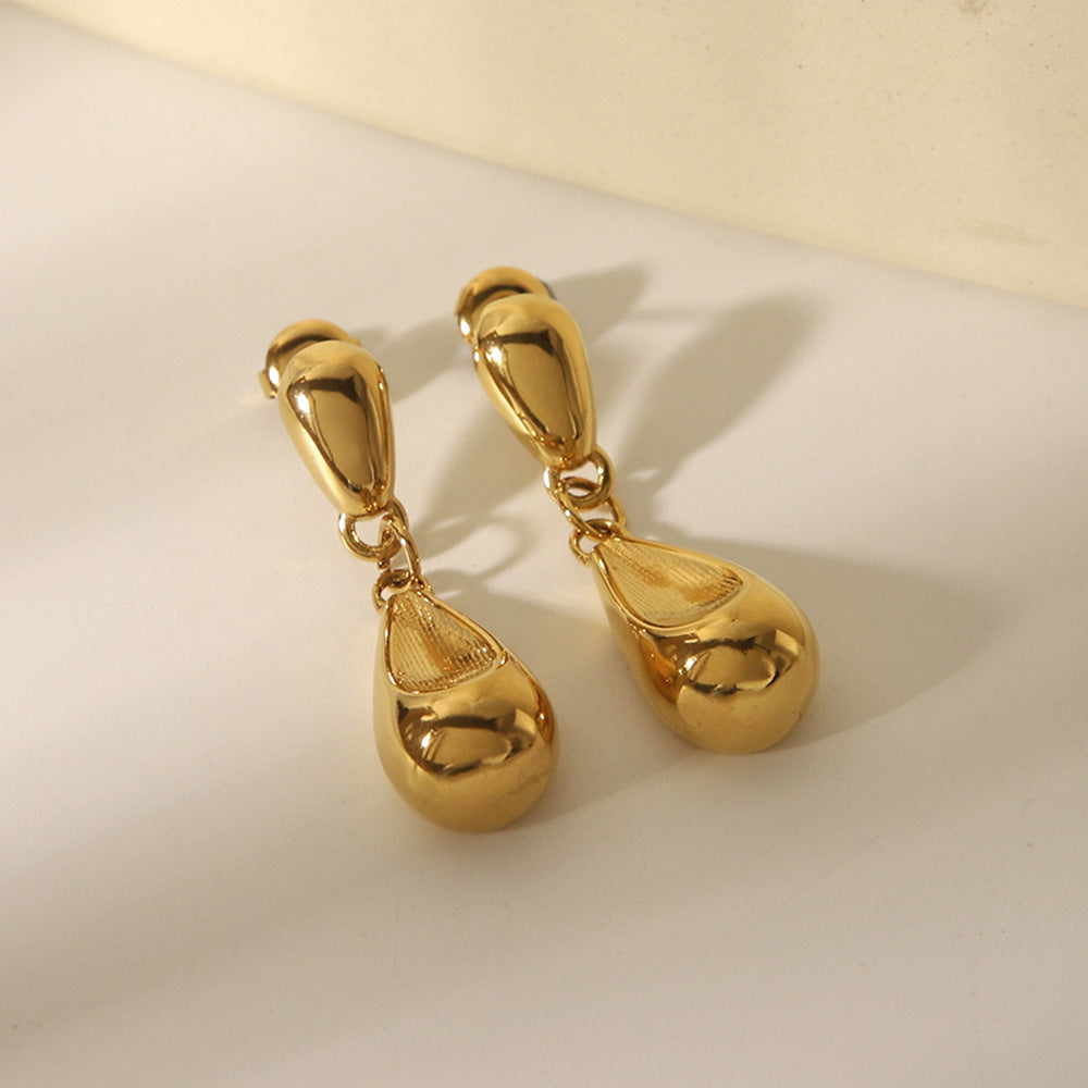 New Product: 18k Gold Stainless Steel Earrings with A Unique Design Featuring Teardrop-shaped Eardrops, Offering A Fashionable and High-end Look
