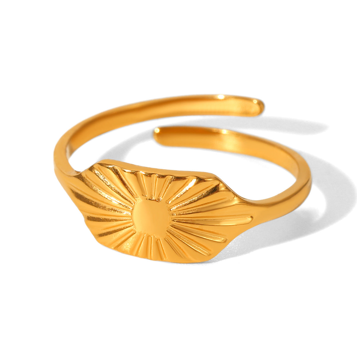 18K Gold Stainless Steel Square Plate Split Flower Ring Does Not Fade Female High-level Sense Opening Ring Titanium Steel Jewelry